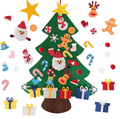 Árbol de navidad de fieltro con 25 adornos + luces de 3m