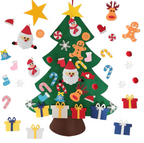 Árbol de navidad de fieltro con 25 adornos + luces de 3m