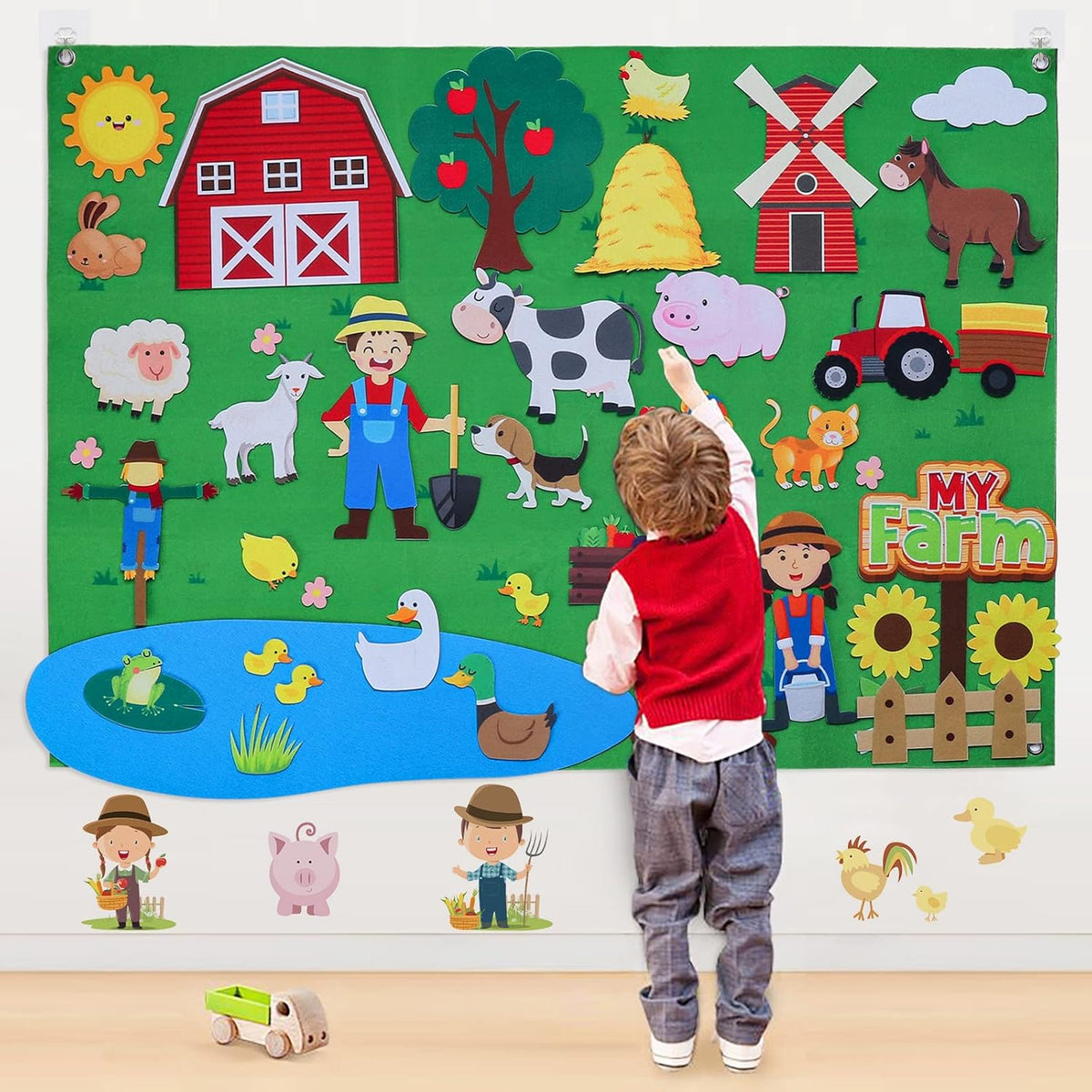 Juego educativo de granja en fieltro para niños
